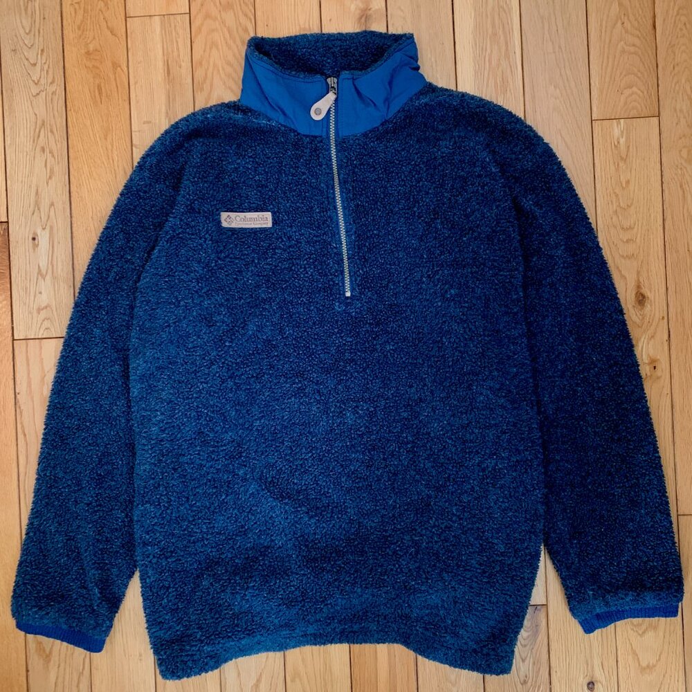 Vintage Columbia Fleece Men’s Quarter zip pullover Sweater Blue L Made in USA